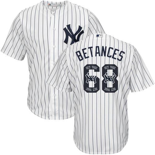 Yankees #68 Dellin Betances White Strip Team Logo Fashion Stitched MLB Jersey